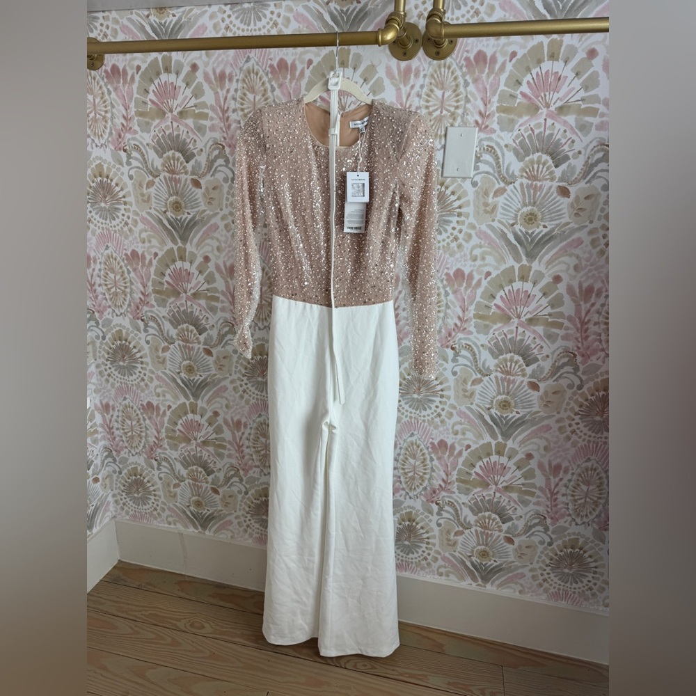 NEW NWT Nadine Merabi Misha White Bridal Jumpsuit Size 4 - Picture 2 of 8